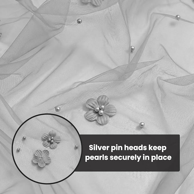 Artoid Mode Gray Flower Pearl Gray Gauze Table Runner 10FT, Seasonal Sheer Dining Holiday Wedding Birthday Baby Shower Table Decor for Home Party