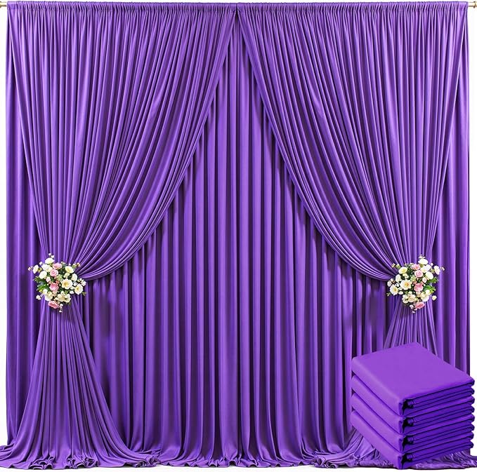 20ft x 10ft Purple Backdrop Curtain for Parties Purple Wrinkle Free Backdrop Drapes Panels for Wedding Mermaid Birthday Party Baby Shower Photo Photography Polyester Fabric Background Decoration