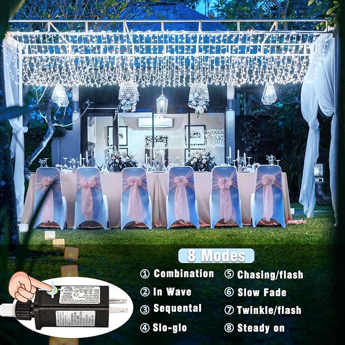 500 LED Christmas Lights Outdoor - 165FT Super Long Christmas String Lights 8 Modes Waterproof Plug in Fairy Lights for Bedroom Indoor Chrismtas Tree Holiday Party House Decorations, Cool White