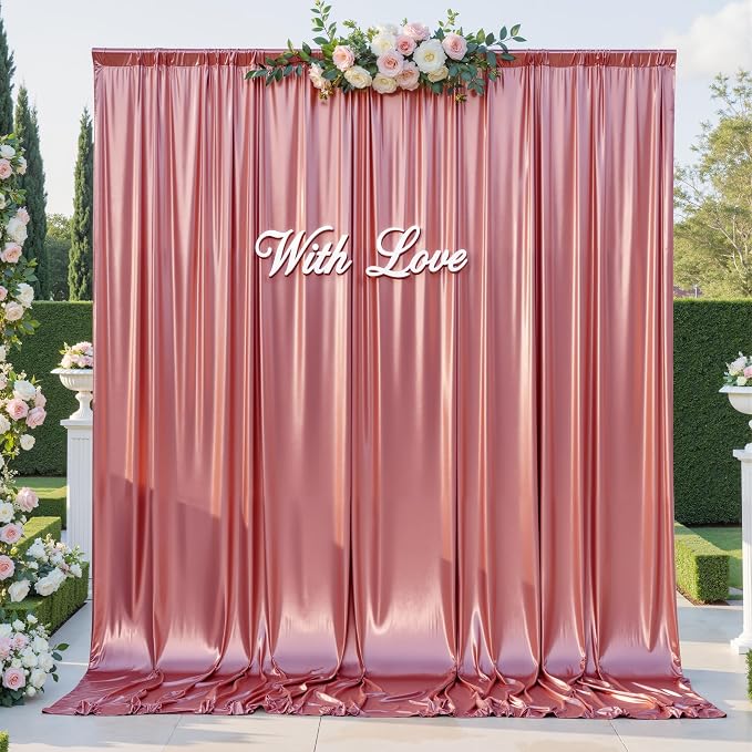 gogoparti 20x12FT Rose Gold Sequin Backdrop Curtain-4 Panels of 5x12FT Wrinkle-Free Glitter Drapes for Photography, Birthdays, Weddings & Graduations