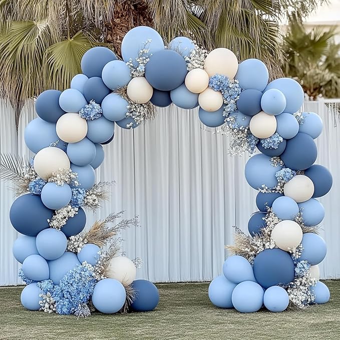 Dusty Blue Balloons, 98PCS Double Stuffed Blue Balloon Garland Arch Kit, 18/12/10/5 Inch Different Sizes for Baby Shower Birthday Gender Reveal Neutral Party Decorations