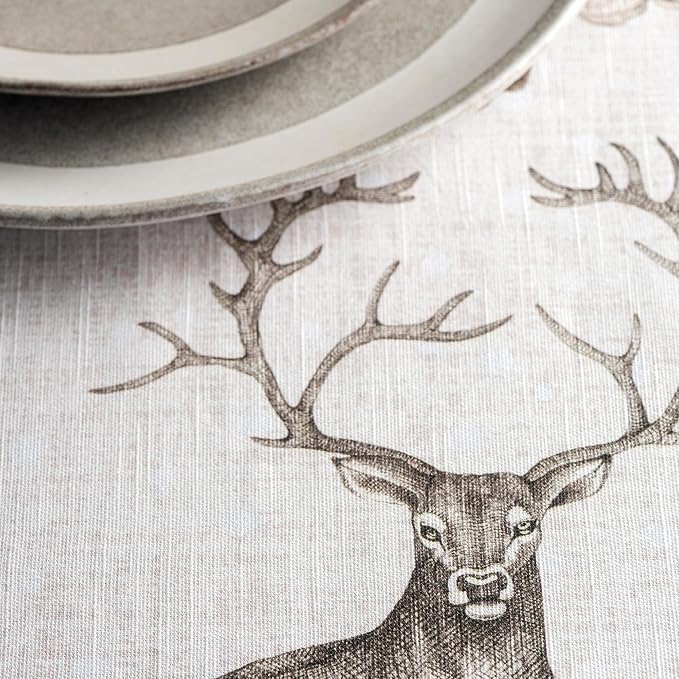 Maison d' Hermine Table Cloth Rectangle Table 100% Cotton 70 x 120 Inches Fall Tablecloth Reusable Everyday Use for Thanksgiving Christmas Decorations Dining Farmhouse Party (Christmas Dew)