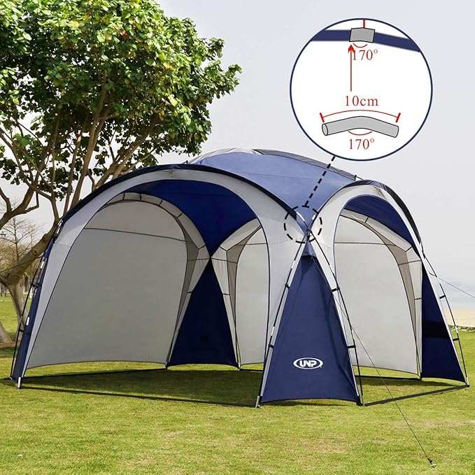 UNP Easy Beach Tent Pop Up Canopy UPF50+ Tent with Side Wall, Ground Pegs, and Stability Poles, Sun Shelter Rainproof, Waterproof for Camping Trips, Backyard Fun, Party Or Picnics