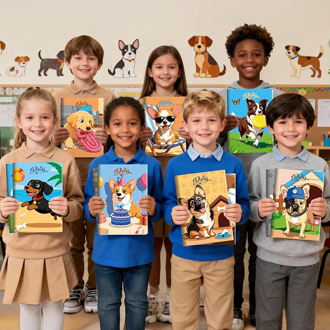 BenLouis 24 Dog Mini Coloring Books Kids with 24 Stacking Crayons Cute Puppy Party Favors Activity Books Bulk for Kids Pet Paw Goodie Bag Gift Stuffer Classroom Reward