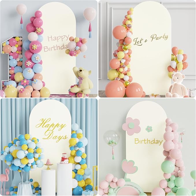 Putros Arch Backdrop Stand and Cover Set, 6ft, Gold Arch Stand with Ivory Cover, Metal Arched Background Frame for Wedding, Birthday Party, Baby Shower, Photography Decoration