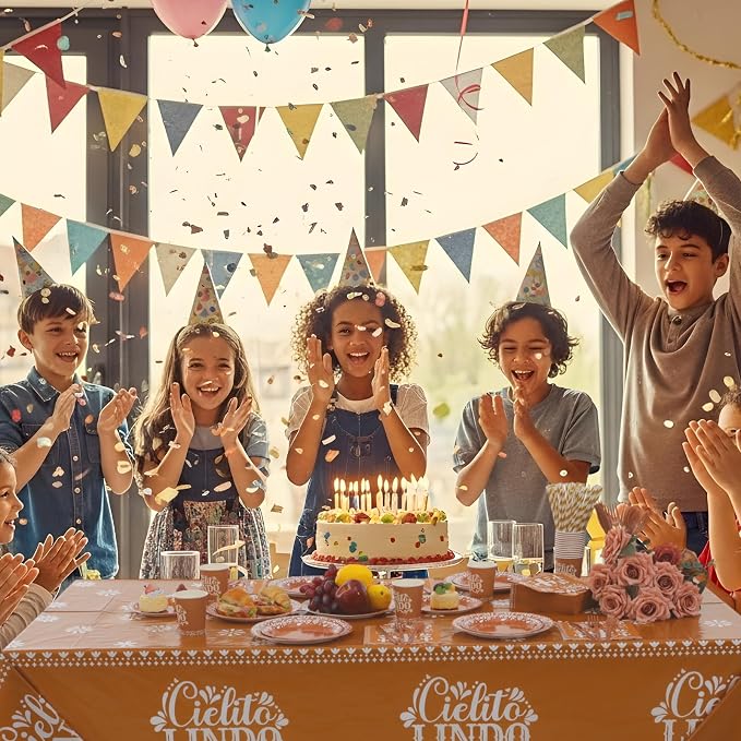 LemonRoad 452 Pcs Cielito Lindo Party Decoration for 50, Terracotta Cielito Lindo Paper Plates Napkins Cup Tablecloth Cutlery Straw Cinco De Mayo Mexican Tableware Set for Fiesta Baby Shower Supply