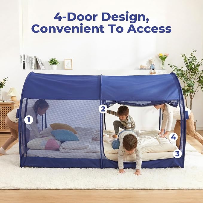 LEEDOR® Bed Tent Dream Tent Bed Canopy Shelter Cabin Sleeping Tent Indoor Pop Up Privacy Warm Breathable Mosquito Mesh Twin/Full/Queen for Kids and Adult (Mattress Not Included)