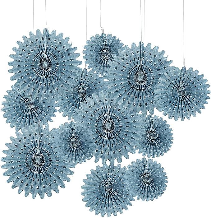 Fun Express Slate Blue Hanging Tissue Paper Fans - 12 Piece
