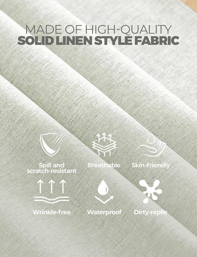 Decorelia Faux Linen Waterproof Tablecloth,Light Grey,84" x 60" (Rectangular)
