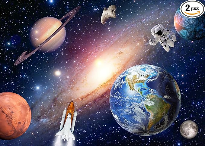 Outer Space Backdrop for Baby Kids,Astronauts Rockets Spaceship Universe Planets Background,Perfect for Children's Galaxy Themed Birthday Party Decorations Photo Banner (5X3 FT)