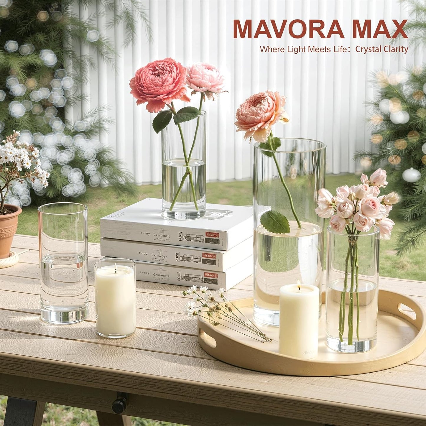 10 Pack Glass Cylinder Vase for Centerpieces, Clear Flower Glass Vases for Wedding Decorations, Hurricane Floating Candle, Holder for Table Centerpiece Wedding Home Décor