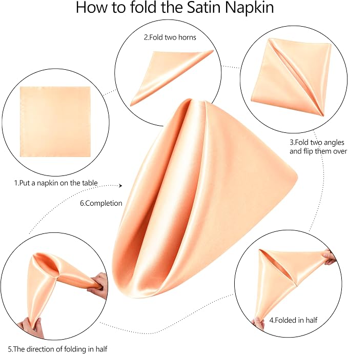 50 Pack Square Satin Dinner Napkins, 20x20 Inches Silky Soft Smooth Table Cloth Napkins for Restaurant Weddings Banquet Party Decoration, Peach