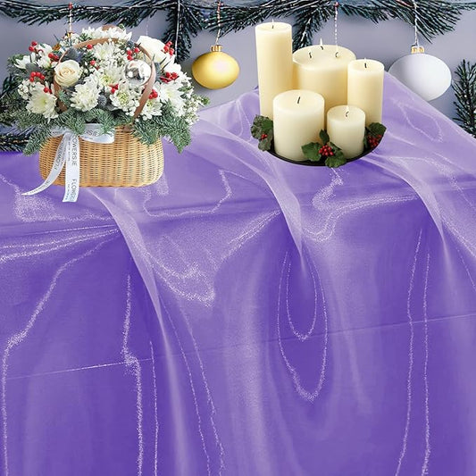 MDS Pack of 50 Yards Bridal Solid Sheer Organza Fabric for Wedding Dress, Crafts, Decorations, Backdrop, Craft Supplies, Silky Shiny Organza Fabrics 44” Wide- Lavender