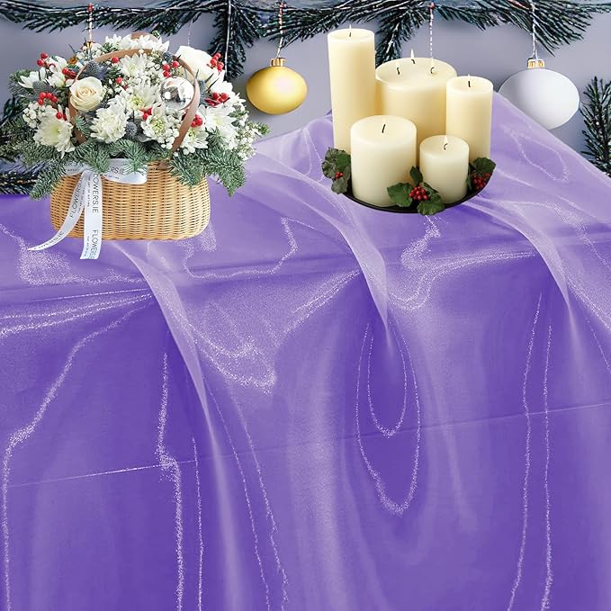 MDS Pack of 5 Yard Sheer Organza Fabric for Wedding Party Home Event Banquet Decorations, Backdrop Curtain Craft Dress Sewing Fashion DIY Crystal Organza Tulle Fabric Bolt 44” Wide - Lavender