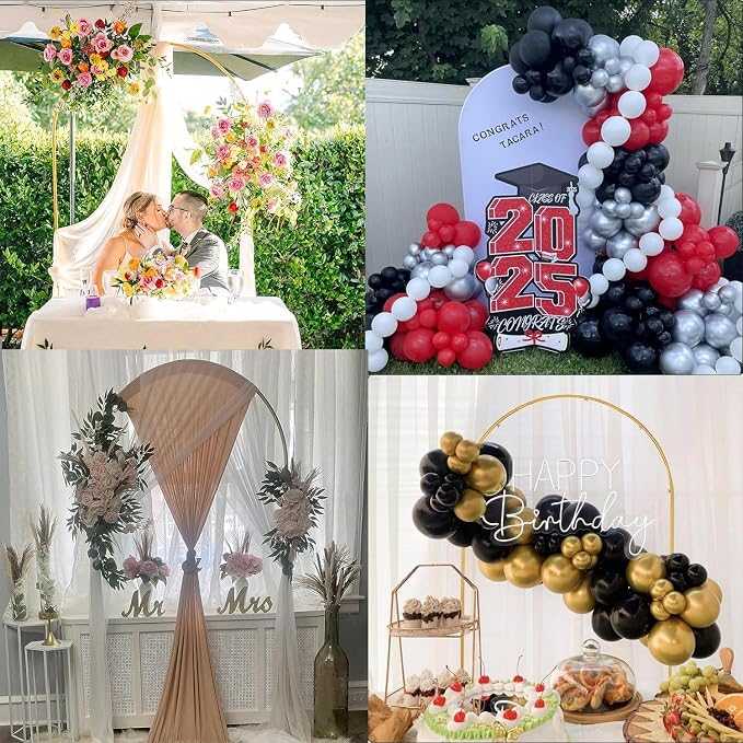 Vincidern 7.2ft Balloon Arch Backdrop Stand, Wedding Arch for Birthday Party, Baby Showers, Wedding Ceremony Graduation, Event Backdrop Decorations Metal Arch Frame Gold
