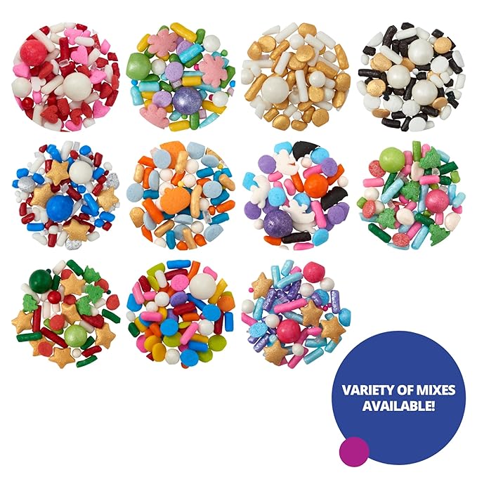 DECOPAC North Pole Fusion Mix Candy Sprinkles, 26oz, Fancy Christmas Gold Stars, Green Trees, Red Berries, Edible Festive Sprinkles For Celebration Cakes, Cupcakes, Cookies & Donuts (28308)