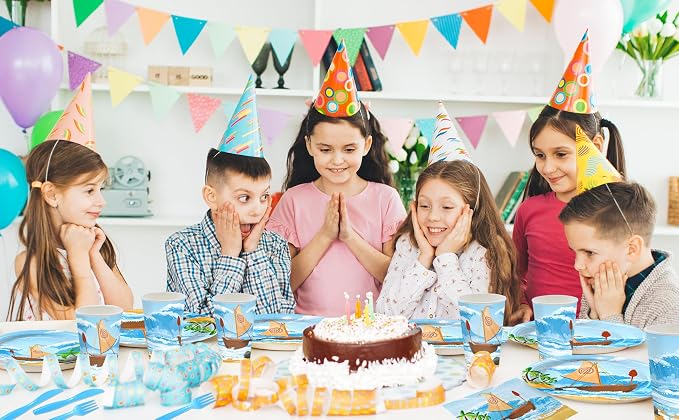 168Pcs Ocean Girl Party Decorations Cartoon Party Supplies Hawaiian Theme Birthday Decoration Paper Plates and Napkins Tableware Set for Girls Boys