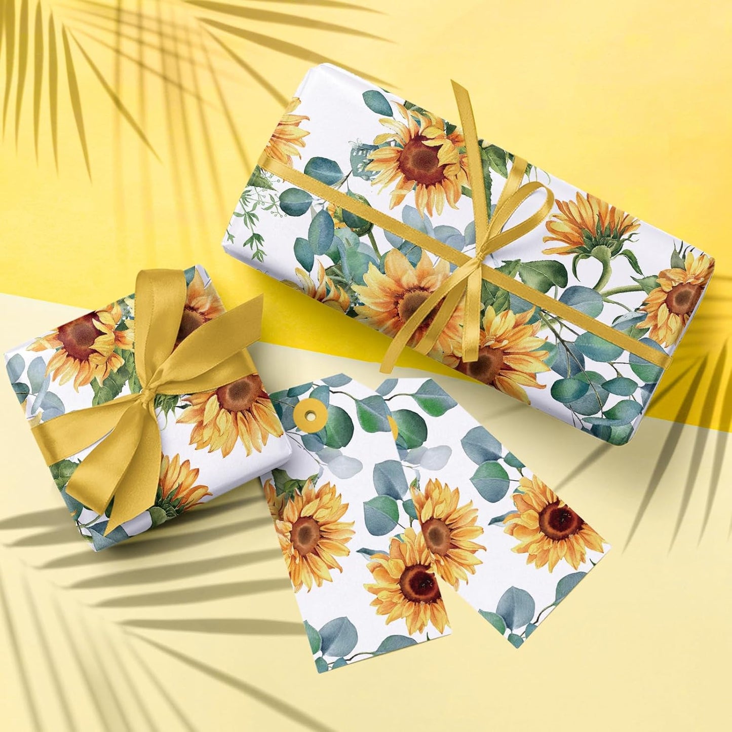 WRAPAHOLIC Kraft Sunflower Wrapping Paper Roll - Mini Roll - 17 Inch x 33 Feet - Perfect for Birthday, Baby Shower, Wedding, Party, Holiday