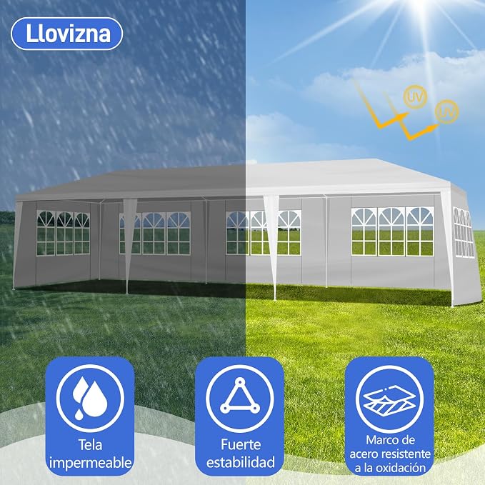 10x30 Canopy Tent for Parties, Heavy Duty Waterproof Outdoor Tent with 5 Detachable Sidewalls & Window Panels, Large Event, Wedding & Backyard Shelter, Commercial & Personal Use, White