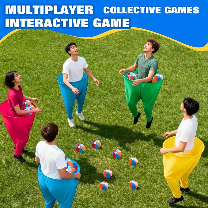 Granny Pants Yard Game Set, 4 PCS Funny Backyard Lawn Game with 16 Bouncy Balls & 2 Pumps, Outdoor Party Games for Adults, Family Reunion Carnival Game, Fun Yard Games for Groups