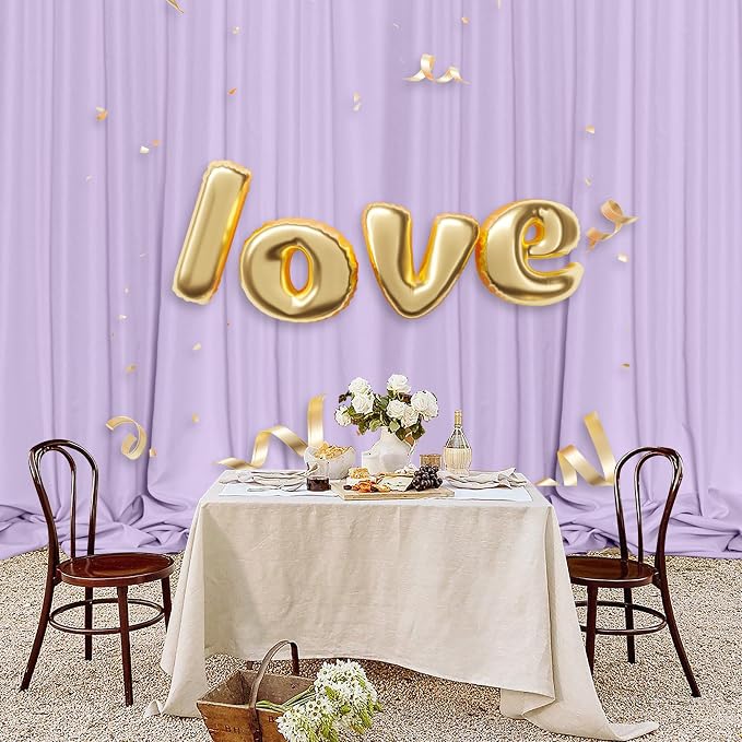 MEETSKY Purple Backdrop for Parties Wedding Lavender Backdrop Curtains Rod Pocket Drapes Fabric Decoration for Grils Birthday Backdrops Party Baby Shower Photoshoot,5ft x 10ft,2 Panels