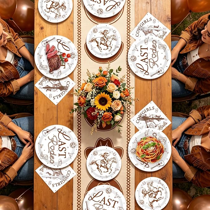 96Pcs Last Rodeo Bachelorette Party Decorations Wild Wife Plates and Napkins Tableware Set Cowgirls and Cocktails Decorations for Western Cowgirl Bride to Be Bachelorette Supplies Serves 24