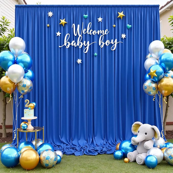 10x10 ft Wrinkle Free Royal Blue Backdrop Curtains for Parties, Silky Polyester Blue Photo Backdrop Drapes 2 Panels Back Drop Cloth for Wedding Birthday Photography Background