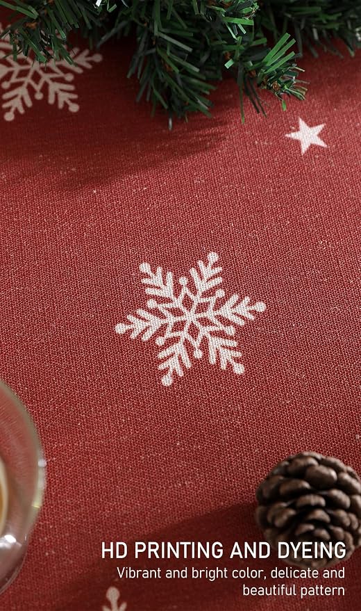 ISAENNE Designer Vintage Linen Round Tablecloth,Diameter 67"-Carol C | French Elegant Table Cloth for Round Table,Red,Durable,Heavyweight,Dining Room,Kitchen,Tea Party,Thanksgiving,Christmas