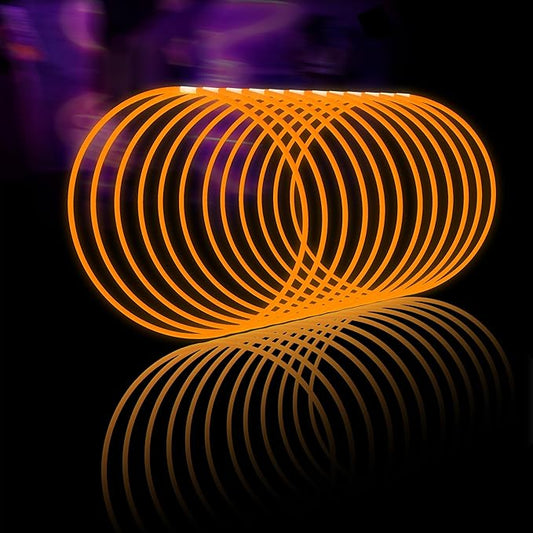 Glow Fever Glow Sticks Bulk 100ct 22'' Glow Necklaces with Connectors, Neon Light Sticks for Party Festivals Raves Concert Birthday Wedding, Orange