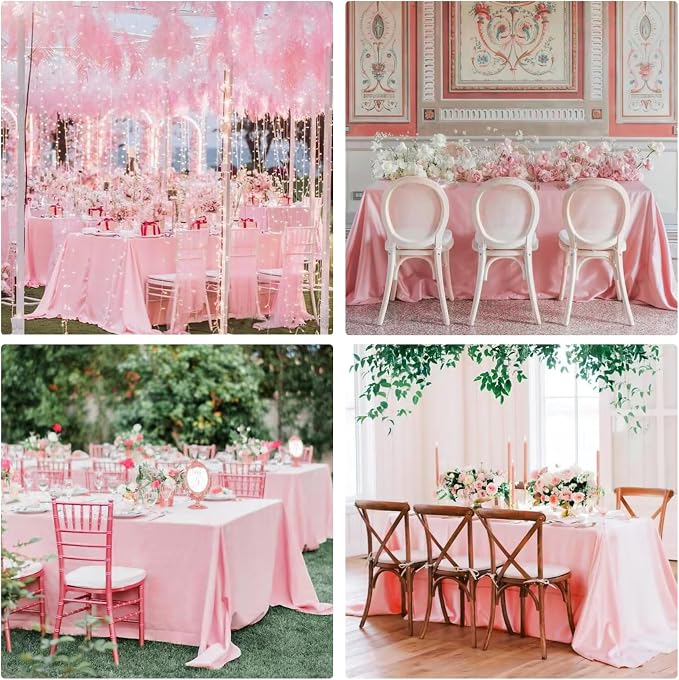 4 Pack Rectangle Tablecloth 60x102 Inch Pink Washable Polyester Table Cover for Wedding Dining Table Buffet Parties Banquet Decoration（Pink）