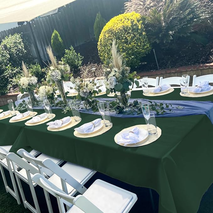 6 Pack Tablecloth 60 x102 inch Polyester Table Cloth for 6 Foot Rectangle Tables,Stain and Wrinkle Resistant Washable Fabric Table Covers Polyester Hunter Green Table Clothes for Wedding,Party,Banquet