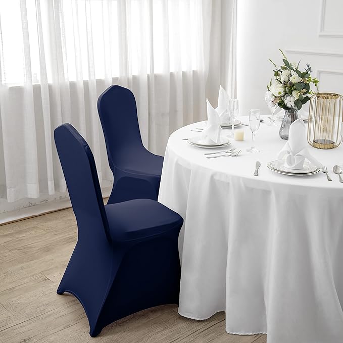 SUPERO Navy Chair Cover, 12PCS Stretch Waterproof Polyester, Protector Chair Cover for Party, Banquet, Wedding Event, Hotel, Universal Fit