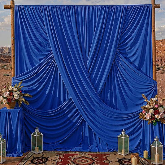 20x10ft Royal Blue Backdrop Curtains for Parties, 4 Panels 5x10ft Wrinkle-Free Polyester Background Curtains for Wedding, Birthday, Baby Shower,Graduation, Decorations