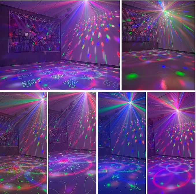 Laucnpty 4 in 1 Party Lights Dj Disco Ball Light with Sound Activated and 6 Lighting Colors, LED Stage Strobe Lamp for Home Indoor Room Dance Parties Karaoke Club Show Bar Rave(Lampshade Diameter 5'')