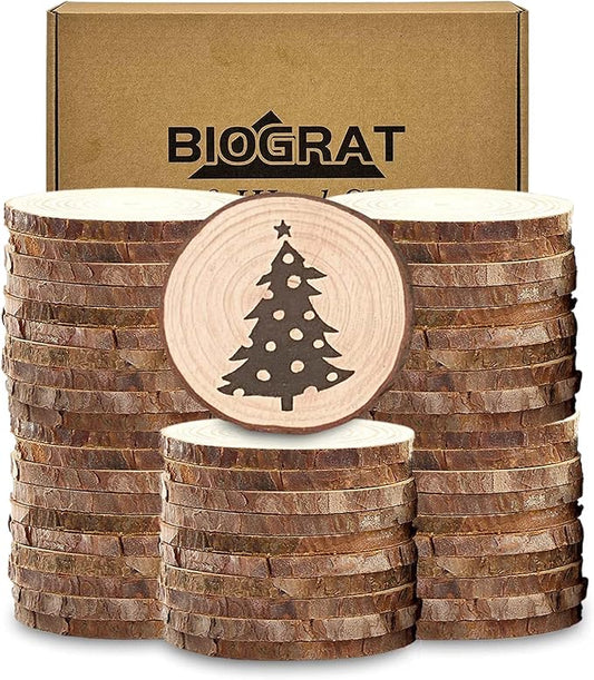 2.4-2.8 Inch Wood Slices Discs Ornaments for Crafts, 50 Pcs 0.2 inches thickniss