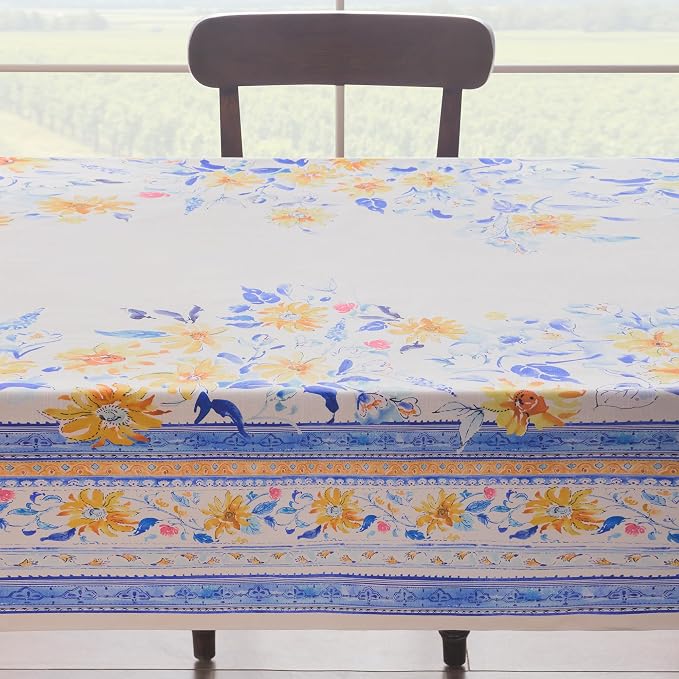 Maison d' Hermine Table Cloth Rectangle Table 100% Cotton 70 x 140 Inches Tablecloth Reusable Decorative for Dining Kitchen Room Farmhouse Party Home Hotel Restaurant Spring Summer - Girassol