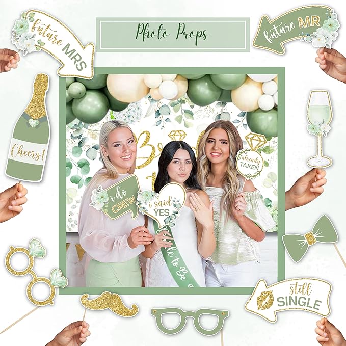 215 Pc Premium Bridal Shower Decorations Olive Sage Green - Bridal Shower Balloon Boxes with A-Z Letters & Bridal Balloon Arch Kit & Bride to Be Balloon for Bridal, Bachelorette, Engagement or Wedding