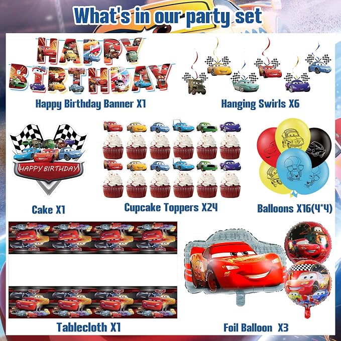 Cartoon Birthday Party Decorations Include Birthday Banner, Balloons, Tablecloth for Birthday Adult Party Supplies
