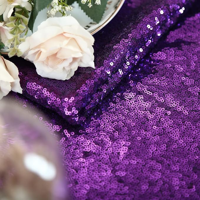 B-COOL Glitter Tablecloth Halloween Table Cloths Purple Sequin Tablecloth for Wedding Birthday Banquet Decorations Dessert Cake Table Fabric Carnival Square Tablecloth