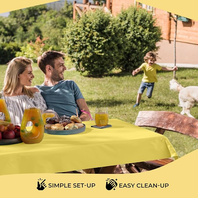 Party Solids 66% Thicker Premium Light Yellow Plastic Table Cover Roll 40" X 300' Table Cloth Plastic Cover Roll Quality Thick Banquet Rolls Disposable Tablecloth Rolls Strong American Based Company