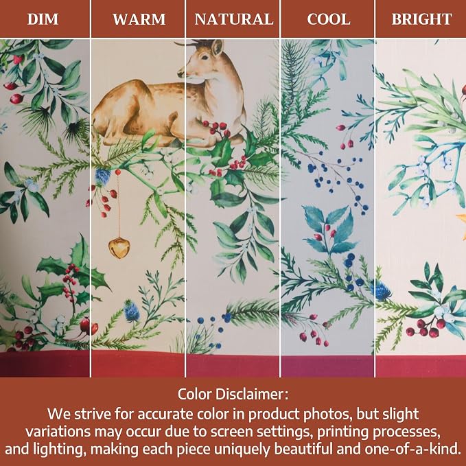 Maison d' Hermine Table Cloth Rectangle Table 100% Cotton 70 x 140 Inches Fall Tablecloth Reusable Everyday Use for Thanksgiving Christmas Decorations Dining Farmhouse Party (Holly Time)