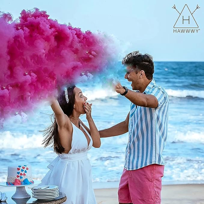 Hawwwy Colored Powder for Color Run - 2 Pounds Pink - Color Run Powder Assorted Colors, Colorful Smoke, 5k Runs, Bath Bombs, War Paint, Holi Festival - Perfect Gender Reveal Powder - 2 Pack of 1 Ibs