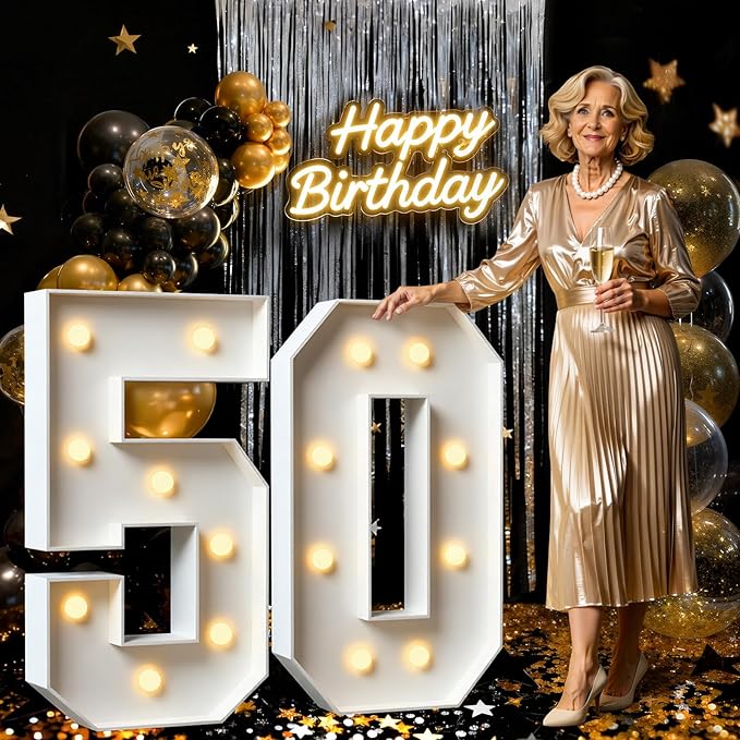 3FT Marquee Numbers 50, Large Light Up Numbers for 50th Birthday Decorations Big DIY Mosaic Number 50 Birthday Party Backdrop for Women and Men Anniversary Decor Pre-Cut Foam Board Kit