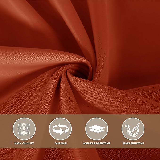 sancua Thanksgiving Tablecloths for 6 Foot Rectangle Tables, 6 Pack Burnt Orange - Washable Polyester Fabric Fall Table Cloth for Holiday Party, Birthday, Banquet Reception, 54x108 Inch Rust