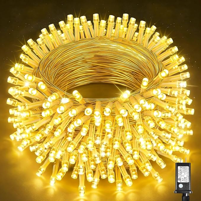 100ft 300 LED String Lights Indoor Connectable Warm White Christmas Lights Outdoor Waterproof, Twinkle Fairy Lights Plug in Clear Wire for Outside Wedding Bedroom Garden Tree Decorations