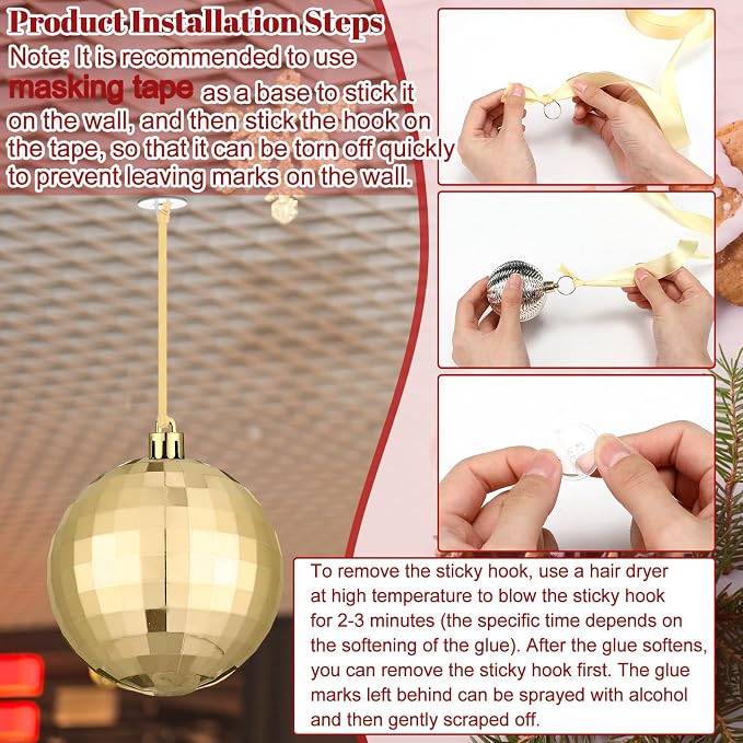 36 Pcs Christmas Balls Ornaments for Ceiling, 1.6'' 2.4'' 3.2'' Large Big Shatterproof Christmas Hanging Decorations Balls for Tree Xmas Holiday Party Indoor(Silver, White, Champagne)