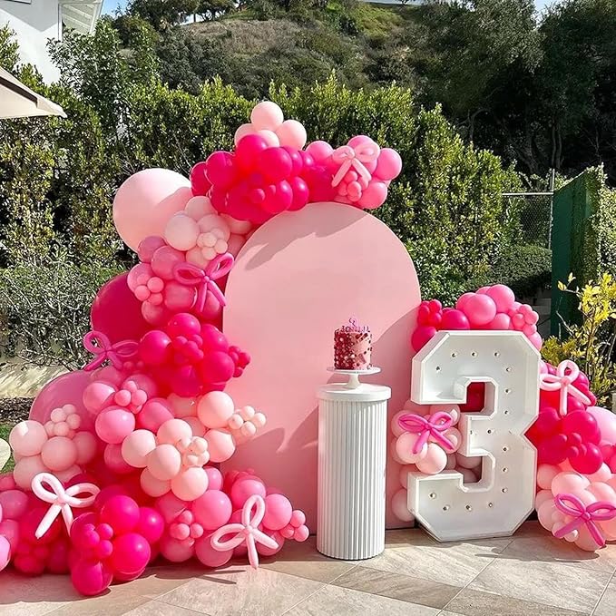 412pcs Pink Balloon Arch Kit 18 12 10 5 Inch Different Sizes pink balloon arch for Valentine's Day Birthday Baby Shower Gender Reveal Wedding Party Decorations