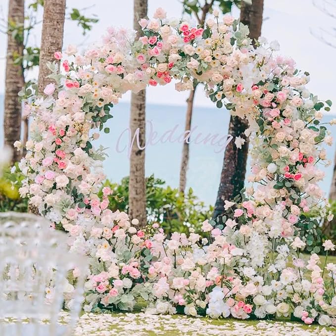 Wokceer Round Backdrop Stand 6.6FT Circle Balloon Arch Frame Circle Backdrop Stand Gold Round Arch for Wedding Birthday Party Bridal Shower Anniversary Event Ceremony Decoration