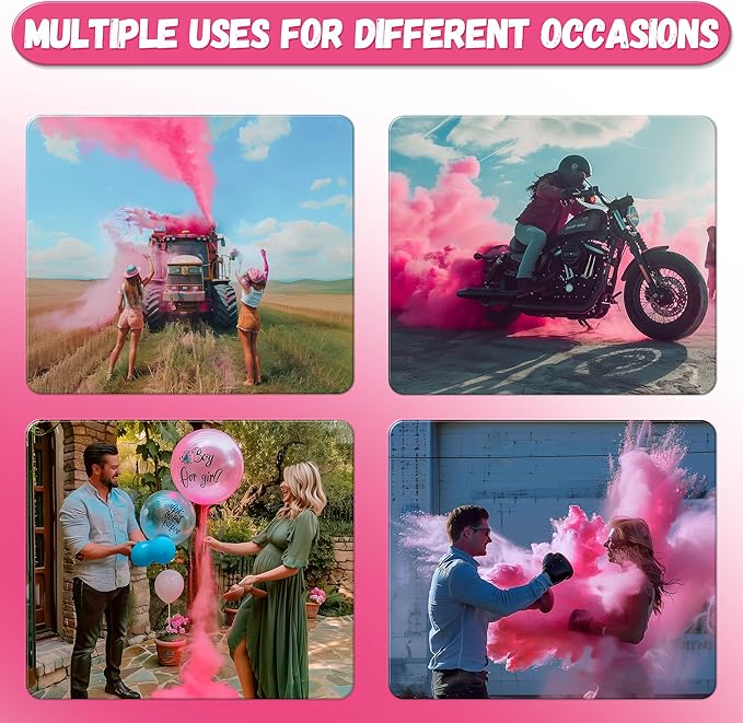 POPUPARTY 2 Pack Black-out Gender Reveal Powder- 4 lbs Pink Powder – Perfect for Baby Gender Reveal, Car Burnout, Color Toss, Photoshoots, Helicopters