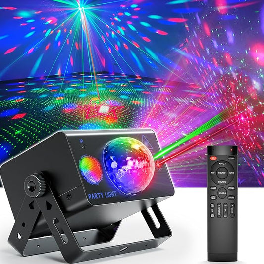 Party Lights Dj Disco Light Disco Ball Light LED Stage Strobe Lights Projector Sound Activated with Remote Control for Parties Club Bar Holiday Christmas Dance Gift Birthday Xmas Home Décor